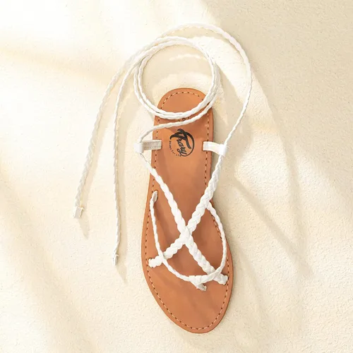 Vista 3 de Sandalias Trary estilo gladiador, con correas trenzadas, planas, para mujer