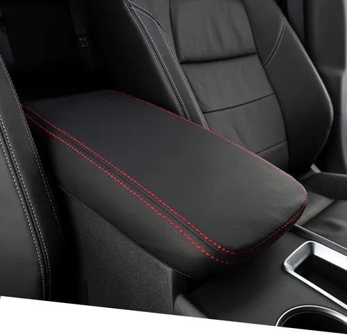 Vista 66 de Great-luck Funda de cuero para consola central, almohadilla para reposabrazos, accesorios de cubierta de caja (costuras rojas) para BMW X1 2023 2024