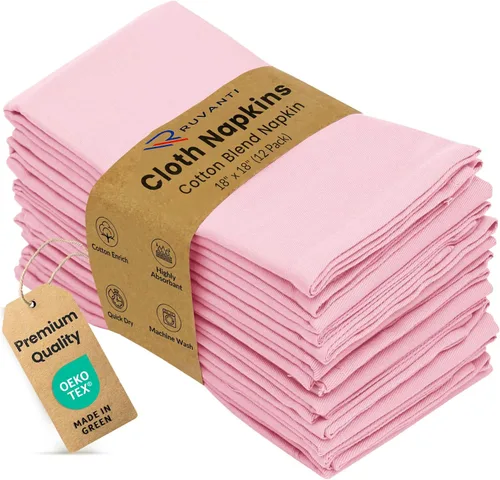 Vista 12 de Ruvanti - Juego de 4 servilletas de tela de 45x45 centímetros, lavables, suaves, duraderas, absorbentes, mezcla de algodón. Servilletas de mesa