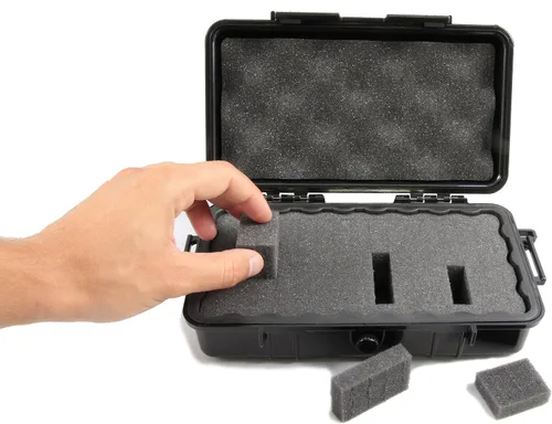 Vista 5 de CASEMATIX Estuche rígido pequeño impermeable de 9.5 pulgadas con espuma personalizable para electrónica portátil, herramientas y accesorios, funda