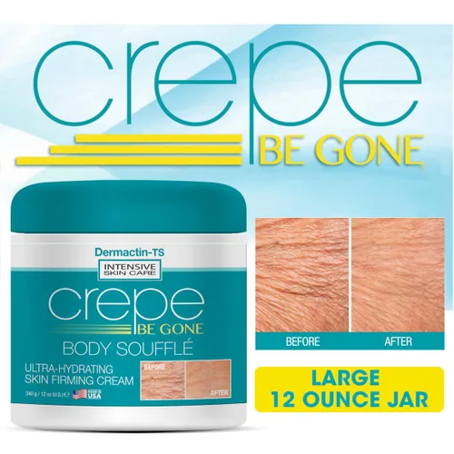 Vista 4 de Dermactin Crepe Be Gone Body Souffle Classic - Grande 12 onzas - Crema reafirmante para la piel crepé ultra hidratante para cuello, pecho, brazos
