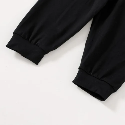 Vista 8 de YOUNGER TREE Conjunto de ropa de invierno para bebés y niñas pequeñas, con capucha de murciélago negro, con bolsillo y cremallera