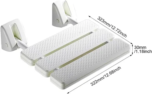 Vista 7 de Pilarmuture Asiento de ducha plegable montado en la pared, asiento de ducha ABS duradero antideslizante para ducha interior, silla de taburete