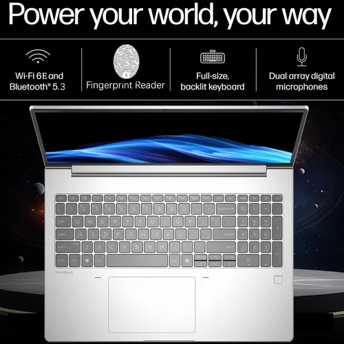 Vista 5 de HP EliteBook 6 G1a AI PC Laptop empresarial de 16 pulgadas AMD Ryzen 5 220 32 GB DDR5 RAM SSD de 1 TB Pantalla antirreflejo WUXGA Lector