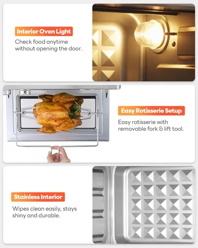Vista 8 de Combo de horno tostador y freidora de aire de 28 cuartos de galón Negro