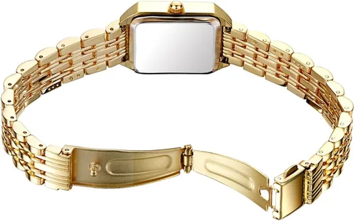 Vista 6 de Relojes para mujer, caja rectangular vintage, banda de acero inoxidable, reloj de pulsera para mujer, números romanos simples, resistente al agua