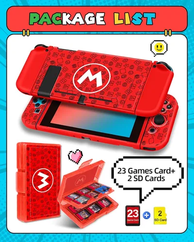 Vista 3 de Gurgitat 4in1 Cute for Nintendo Switch Case Protector, Switch Game Cases Cartridge Storage Maro Cartoon Cool Boys Men 24 Game Card Holder