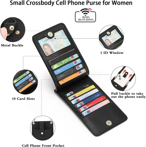 Vista 3 de FALAN MULE Bolso cruzado pequeño para teléfono celular para mujer, cartera de piel sintética