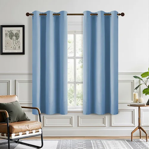 Vista 74 de DONREN Cortinas opacas completas para dormitorio, aislamiento térmico y reducción de ruido, cortinas de lino con ojales para sala de estar y Negro