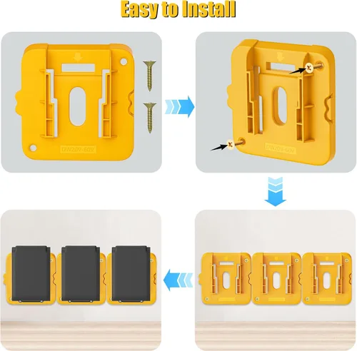 Vista 5 de 6 Pack Battery Mount Holder Compatible for Dewalt 20V 60V Battery Holder Fit for DCB200 DCB203 DCB206 Batteries Wall, Work Van, Shelf, Toolbox