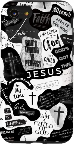 Vista 18 de Funda estética para iPhone 16 con versículos bíblicos cristianos, frases positivas