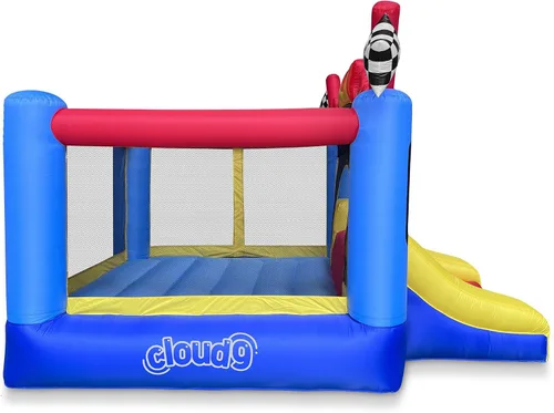 Vista 3 de Cloud 9 Casa inflable de la despedida y el soplador, gorila del tema de la pista del coche de carreras para los niños con la diapositiva y la gran