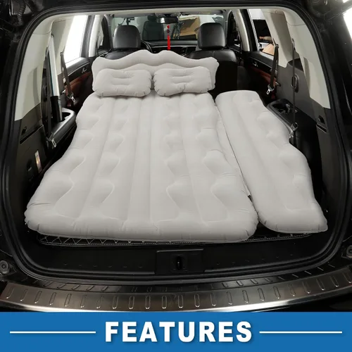 Vista 3 de Car Air Sleeping Mat Comfortable 170x110x14cm Back Seat Bed Camping Air Bed with Pillows for Car SUV Gris