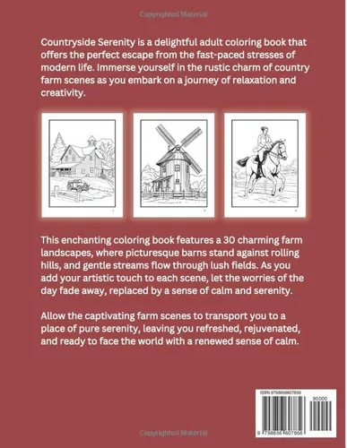 Vista 2 de Countryside Serenity An Adult Coloring Book