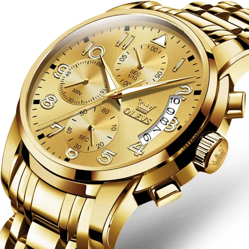 Vista 3 de OLEVS Reloj de pulsera ajustable de acero inoxidable impermeable para hombre, reloj analógico de cuarzo para hombre, moda de negocios, clásico