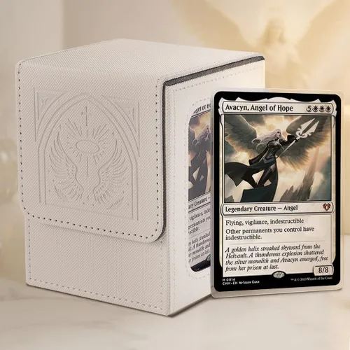 Vista 2 de Venssu MTG Caja de cubierta con pantalla Commander, funda para cartas de ángel para 120 tarjetas de una sola funda, caja de almacenamiento