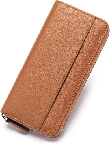 Vista 21 de RFID Blocking Womens Zipper Wallet Leather Large Capacity Billfold Clutch Zip Around Wallets for Women