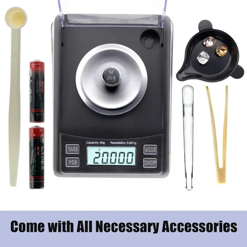Vista 5 de Báscula de miligramos Fuzion 1.76 oz/0.00 oz, báscula de polvo con 6 accesorios Incluye pesas de calibración, escala de mg para polvo, suplemento