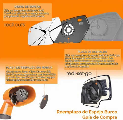 Vista 6 de Burco 4095 Espejo Lateral del Conductor Plano de Reemplazo de Vidrio para Honda Ridgeline 2006-14