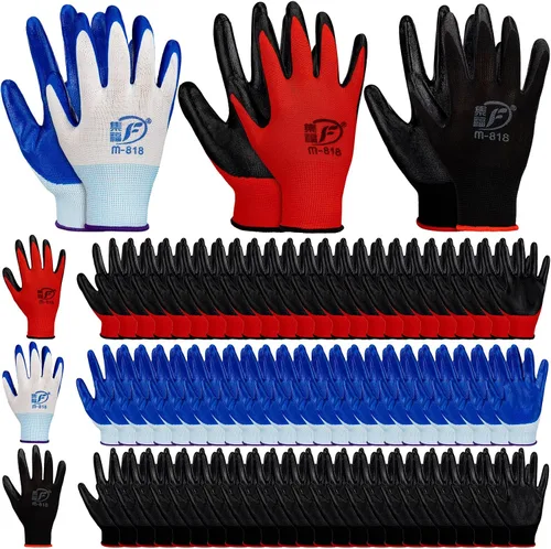 Vista 11 de Guantes de jardinería para hombres y mujeres, guantes de trabajo con revestimiento de goma transpirable para jardinería al aire libre, trabajo