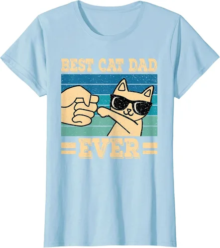 Vista 21 de Best Cat Dad Ever Vintage Funny Cat Lover Retro Men T-Shirt Asphalt Grey