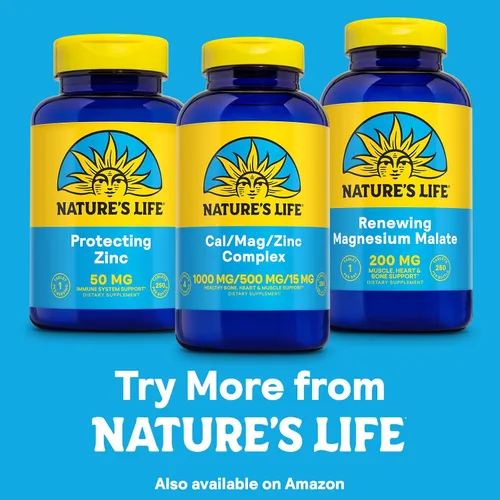 Vista 6 de Nature's Life Complejo de zinc Cal Mag: calcio (1000 mg), magnesio (500 mg), zinc (15 mg) y suplemento D3, soporte mineral traza para huesos