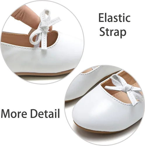 Vista 6 de ESTINE Mary Jane - Zapatos planos para niñas pequeñas y niñas pequeñas, vestido brillante, zapatos de ballet de boda de princesa