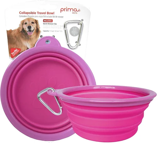 Vista 15 de Prima Pet Plegable Silicona Food & agua Tazón con clip de viaje para perro y gato, tamaños disponibles: pequeño (1,5 tazas) & Grande (5 tazas), Agua