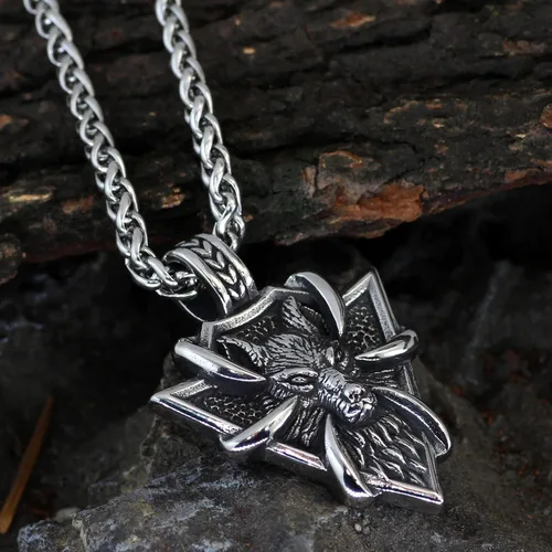 Vista 5 de GuoShuang Collar de lobo vikingo Odin para hombres, amuleto de acero inoxidable, colgante Jewelru con bolsa de regalo Valknut, Acero inoxidable, No