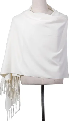 Vista 4 de OHAYOMI Bufanda de chal Pashmina para mujer, color liso, pashmina