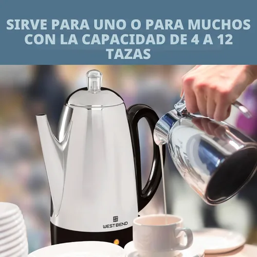 Vista 3 de Greenfield World Trade 54159 Cafetera eléctrica de 12 tazas de acero inoxidable., 1, Plateado