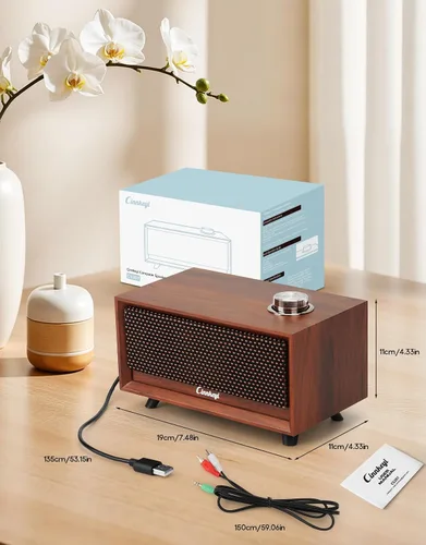 Vista 6 de Altavoces de madera para computadora con barra de sonido para PC, alimentados por USB, entrada de línea, Bluetooth, 3 modos, entrada USB, barra