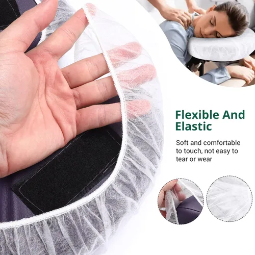 Vista 6 de Noverlife 100 fundas desechables ajustables para la cara, no tejidas, ultra suaves, fundas para reposacabezas para mesas de masaje y sillas