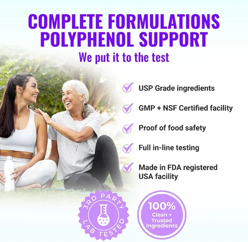 Vista 6 de Suplemento de resveratrol con quercetina, berberina, extracto de semilla de uva y mezcla de polifenoles para la salud de la piel, apoyo inmunológico