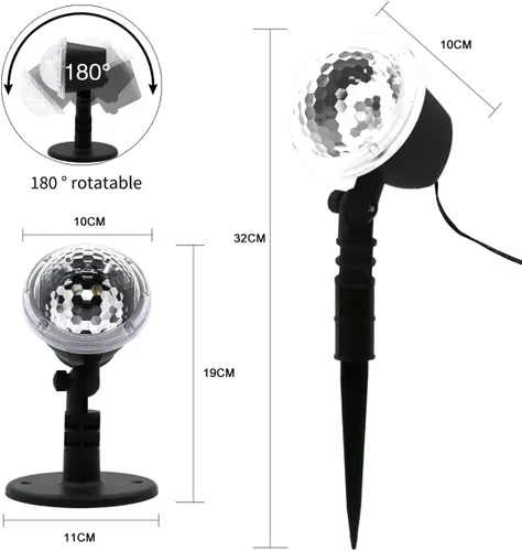 Vista 6 de Proyector de luz LED 2 en 1 de Navidad con enchufe impermeable, efecto de movimiento, montaje en pared para salón de baile de jardín, fiesta