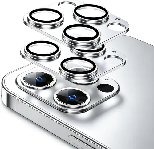 Vista 8 de Protector de lente de cámara compatible con iPhone 13 Pro/iPhone 13 Pro Max, protector de lente de cámara de metal más vidrio templado, diseño