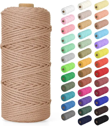 Vista 14 de Cuerda de macramé de 0.079 in x 220 yardas (656 pies), cuerda de algodón natural para colgar en la pared, ganchos de plantas, manualidades Verde