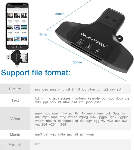 Vista 14 de Lector de tarjetas SD 4 en 1 para iPhone, iPad, Android, Mac, PC, cámara, lector de tarjetas micro SD, adaptador de tarjetas SD portátil, lector