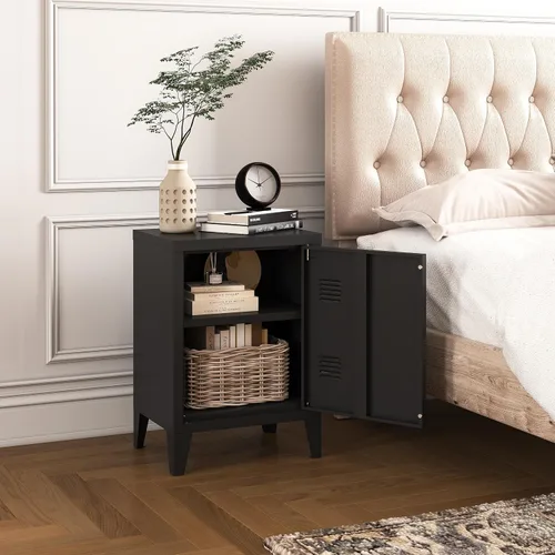 Vista 7 de MIOCASA Armario de metal con puerta, mesita de noche de metal para dormitorio, oficina, habitación de los niños (22.44 pulgadas de alto)