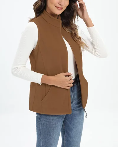 Vista 4 de Xeoxarel Chaleco de forro polar para mujer con 6 bolsillos (XS-2XL)