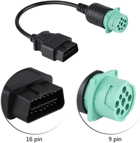 Vista 2 de Estink 9 Pin al adaptador de diagnóstico del camión del Pin OBD2 de 16, conector de Deutsch para el motor de Cummins