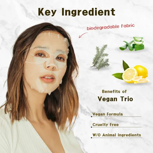 Vista 2 de Purederm Trío de mascarillas faciales veganas (12 paquetes) - Mascarillas faciales para el cuidado de la piel seca, deshidratada y opaca