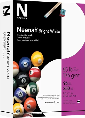 Vista 2 de Neenah - Cartulina prémium de color blanco brillante, 8 1/2 pulgadas x 11 pulgadas, 65 libras, paquete de 250 hojas, 91904