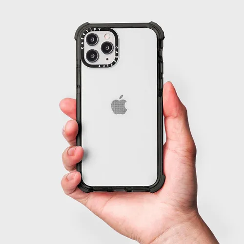 Vista 6 de Funda Ultra Impact de CASETiFY para iPhone 12 Pro Max - Bearly Awake - Negro transparente claro