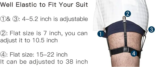 Vista 9 de Estancias de camisa para hombre, soportes para camisas, ligas de camisa, 1 par para hombres y mujeres (negro mágico), Negro