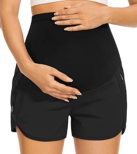 Vista 7 de PACBREEZE Pantalones cortos de maternidad para mujer, de secado rápido, con bolsillos con cremallera