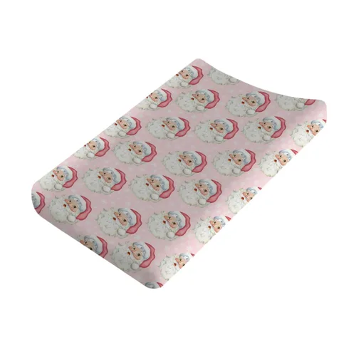Vista 5 de Divertidas fundas para cambiador de Papá Noel, diseño de hojas de abeto de cerezo, para bebés, niños y niñas, para invierno, suaves, transpirables