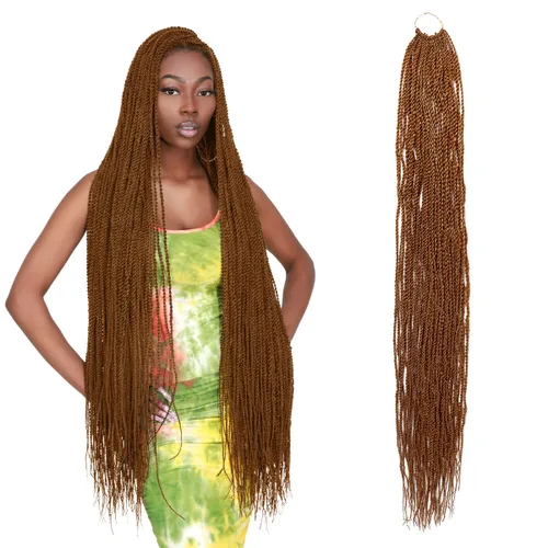 Vista 20 de AU-THEN-TIC Cabello senegalés con trenzas de ganchillo de 22 pulgadas, paquete de 2 paquetes de 40 mechones por paquete, extensiones de cabello