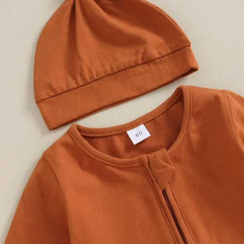 Vista 4 de KMBANGI Mameluco para bebé recién nacido, con cremallera y gorro