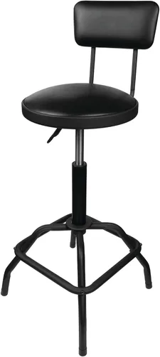 Vista 12 de Performance Tool W85011 Taburete de bar giratorio neumático con respaldo, giro de 360 grados, estructura de acero resistente, negro
